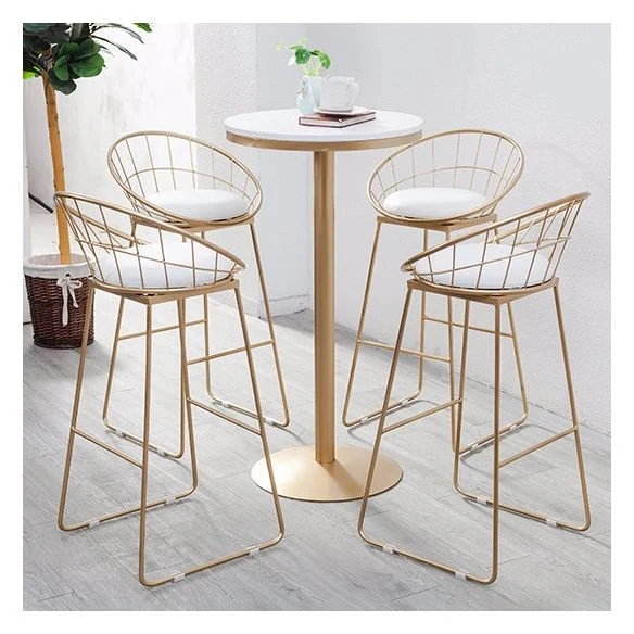 Glam-stijl eetkamerkrukken met lage rugleuning Metalen barkrukken met voetsteun Clearhalo