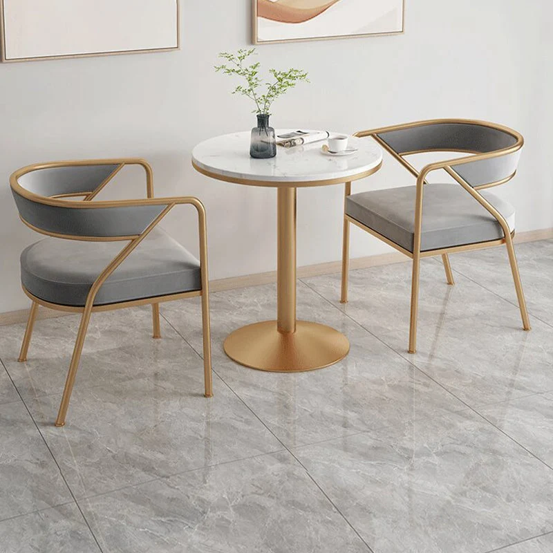 Glam-stijl eetkamerstoelen met gouden ijzeren frame en eetkamerstoel met open achterkant Clearhalo