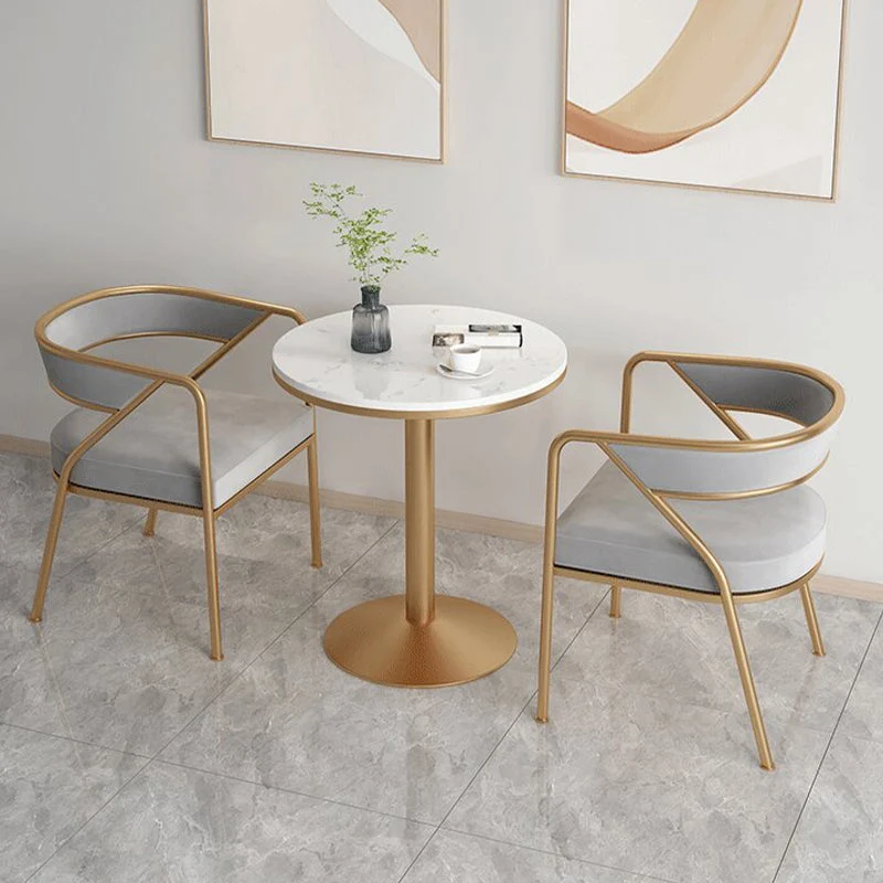 Glam-stijl eetkamerstoelen met gouden ijzeren frame en eetkamerstoel met open achterkant Clearhalo