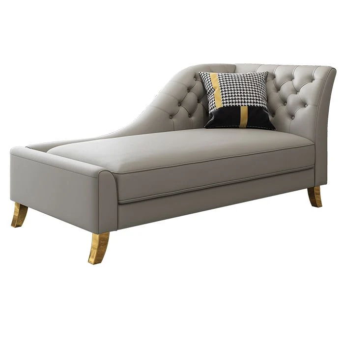 Glam-stijl effen kleur lederen chaise stoel met gerolde armen en getuft Clearhalo