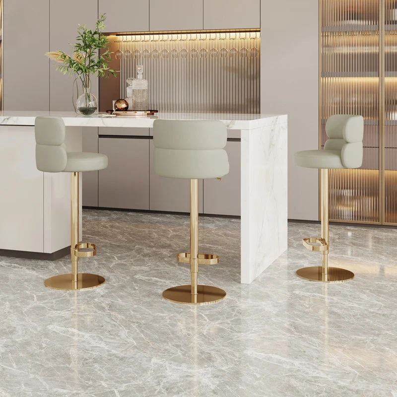 Glam-stijl hefbare barkruk met ronde zitting en barkruk voor thuisgebruik Clearhalo