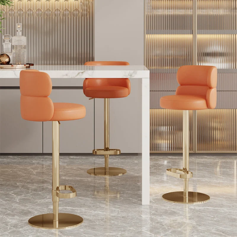 Glam-stijl hefbare barkruk met ronde zitting en barkruk voor thuisgebruik Clearhalo