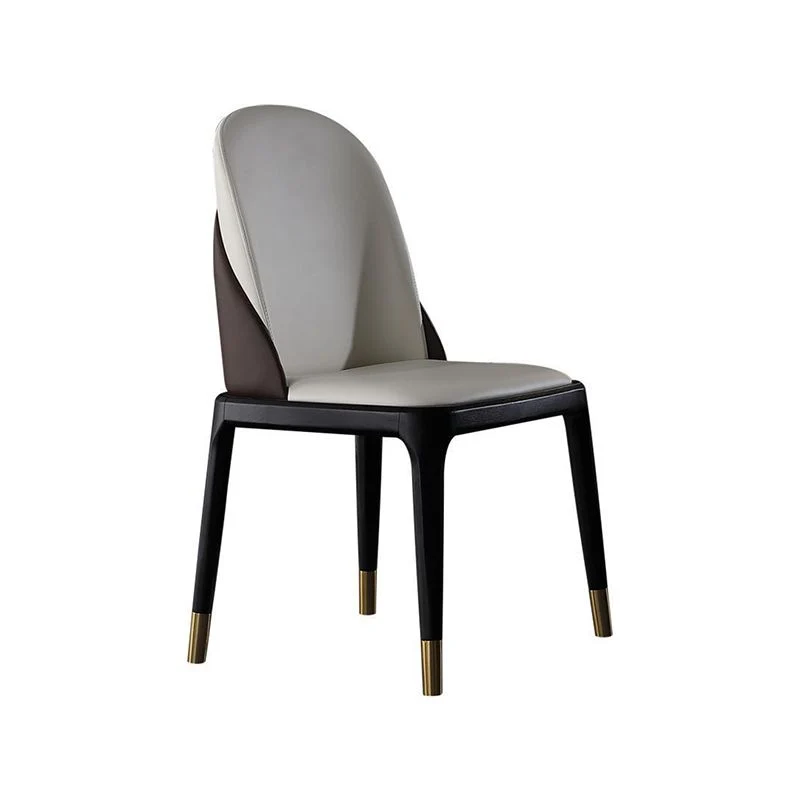Glam-stijl leren bijzetstoel met houten frame voor binnen Clearhalo