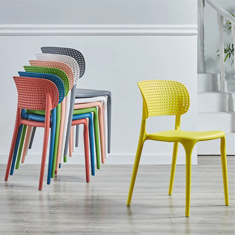 Glam-stijl stoel met open rug Kunststof stapelbare eetstoel voor binnen Clearhalo