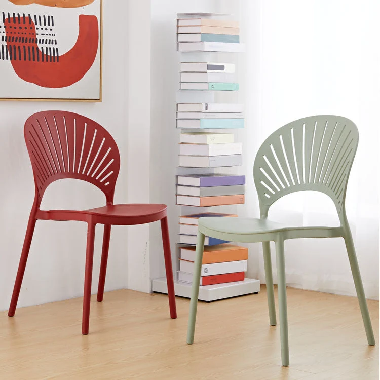 Hedendaagse keuken stapelbare stoelen kunststof eetkamer armloze bijzetstoel Clearhalo