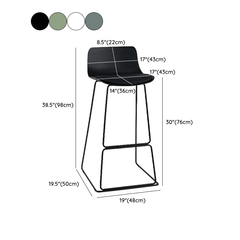 Hoge kruk voor rugleuning Scandinavische stijl met metalen voet Clearhalo