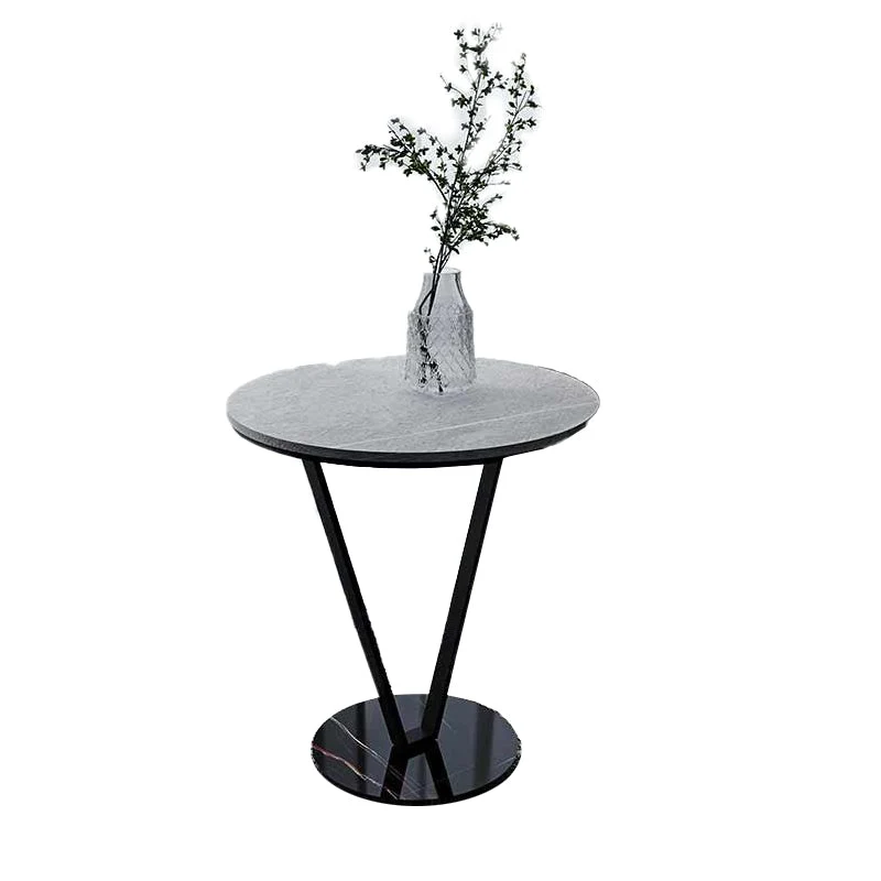 60 cm hoge modernistische ronde bijzettafel met metalen X-basis bijzettafel Clearhalo