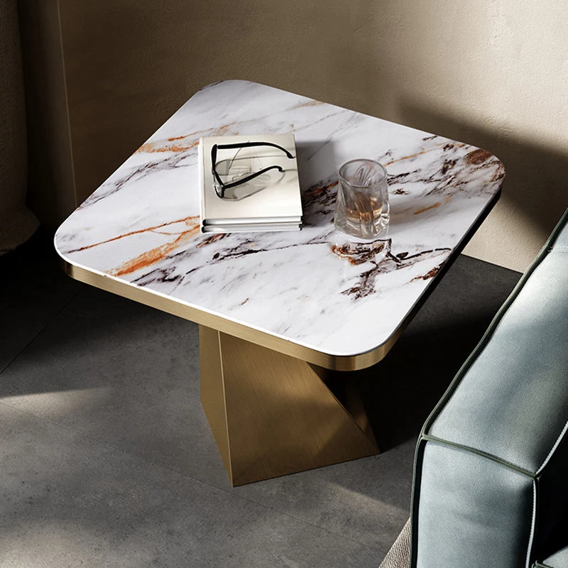 40 cm hoge ronde leistenen bijzettafel, luxe bijzettafel op voetstuk Clearhalo