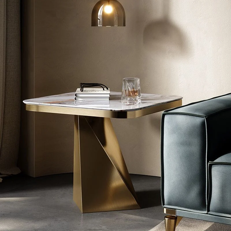 40 cm hoge ronde leistenen bijzettafel, luxe bijzettafel op voetstuk Clearhalo