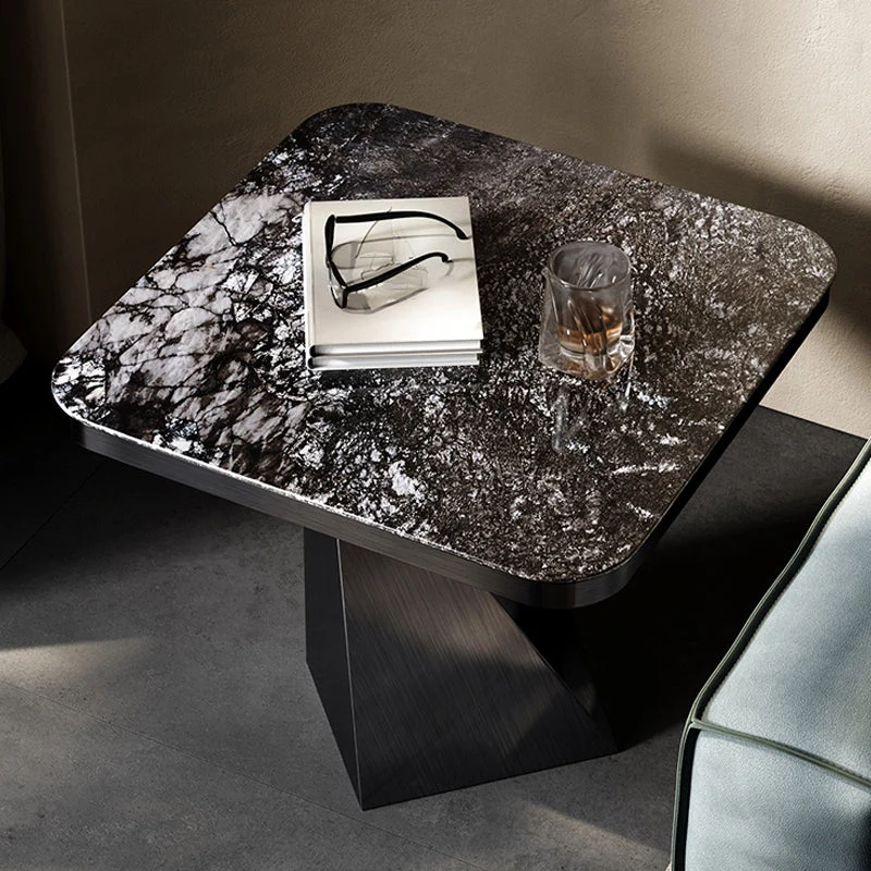 40 cm hoge ronde leistenen bijzettafel, luxe bijzettafel op voetstuk Clearhalo