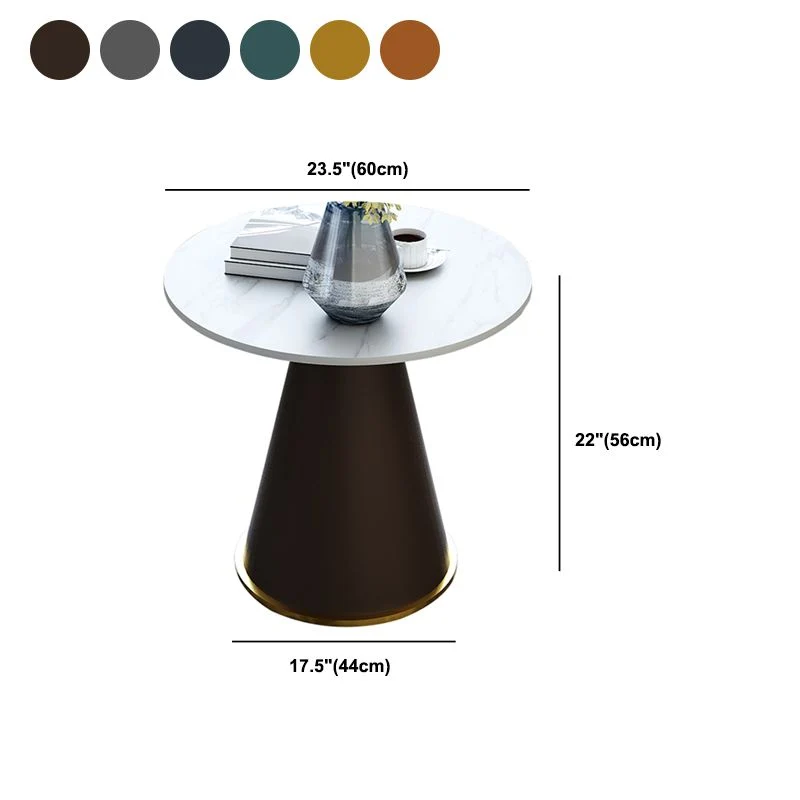 22" hoge ronde leistenen bijzettafel moderne metalen voetstuktafel Clearhalo