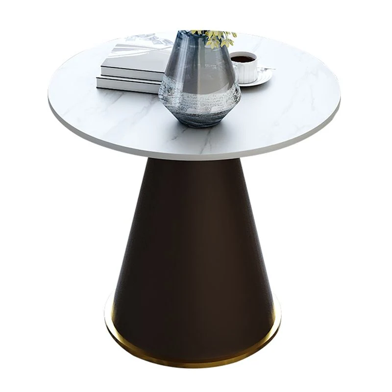 22" hoge ronde leistenen bijzettafel moderne metalen voetstuktafel Clearhalo