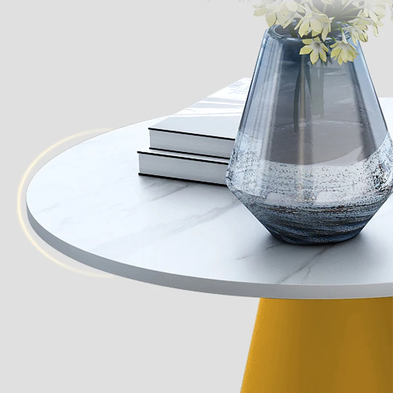 22" hoge ronde leistenen bijzettafel moderne metalen voetstuktafel Clearhalo