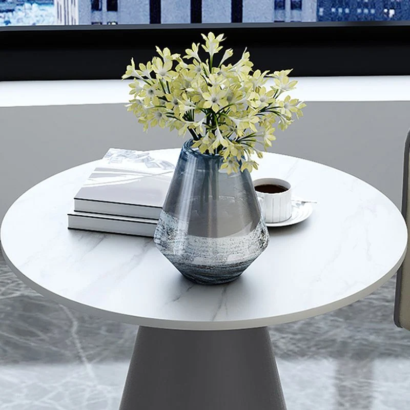 22" hoge ronde leistenen bijzettafel moderne metalen voetstuktafel Clearhalo