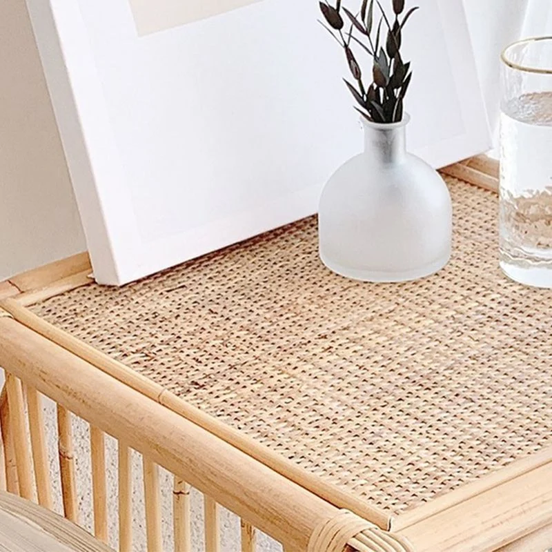 45 cm hoge rotan bijzettafel, rechthoekige bijzettafel met natuurlijk accent Clearhalo