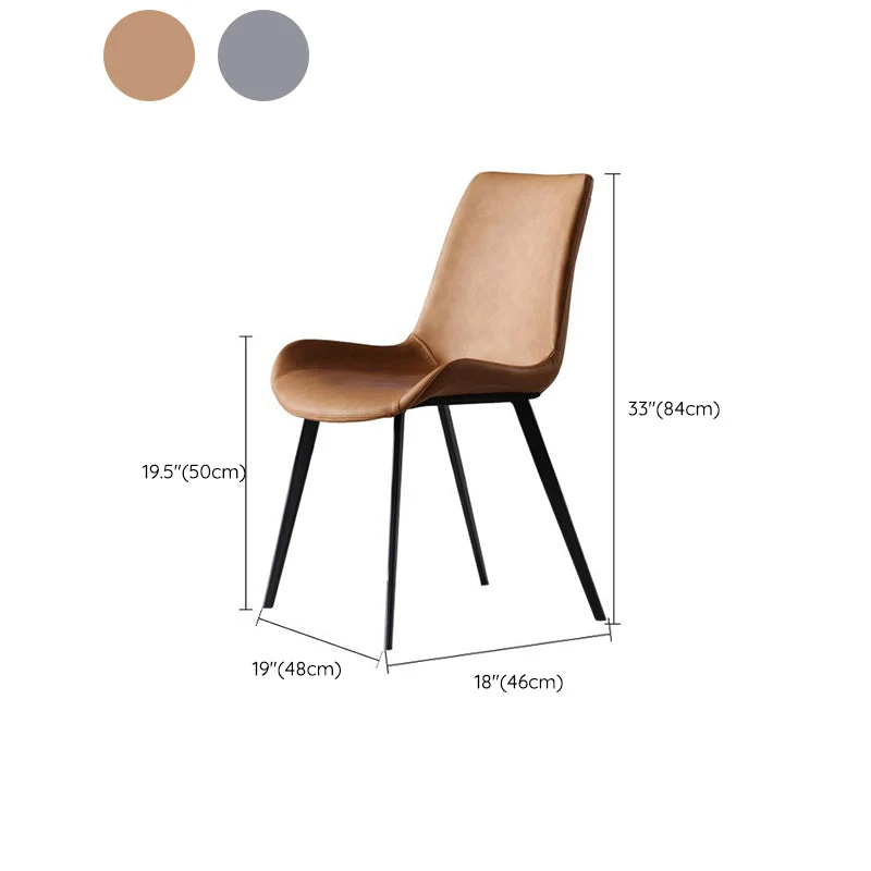 Home Eetkamerstoel Armloze lederen stoel met gestoffeerde bekleding Clearhalo