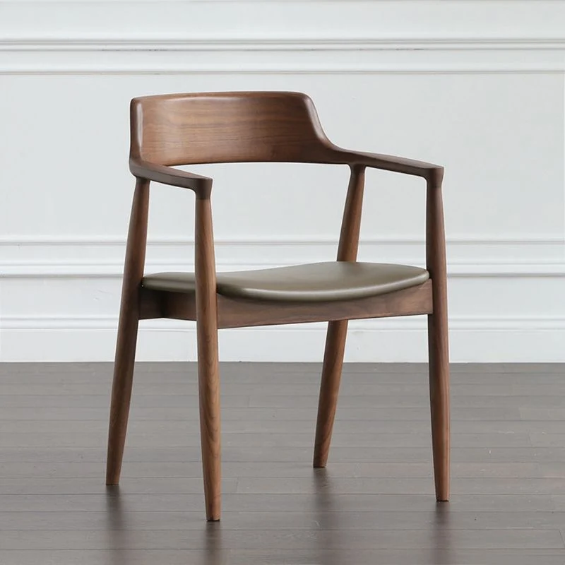 Home Keukenstoel Massief houten eetkamerstoel met open rug bruin Clearhalo