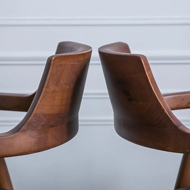 Home Keukenstoel Massief houten eetkamerstoel met open rug bruin Clearhalo