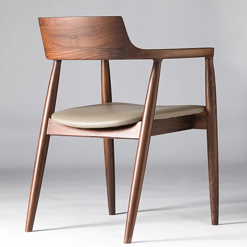 Home Keukenstoel Massief houten eetkamerstoel met open rug bruin Clearhalo