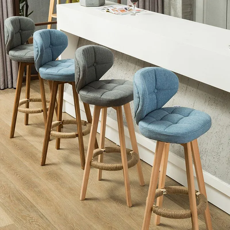 Houten barkruk Scandinavische stijl met vierkante zitting en tegenkruk voor keukenbar Clearhalo