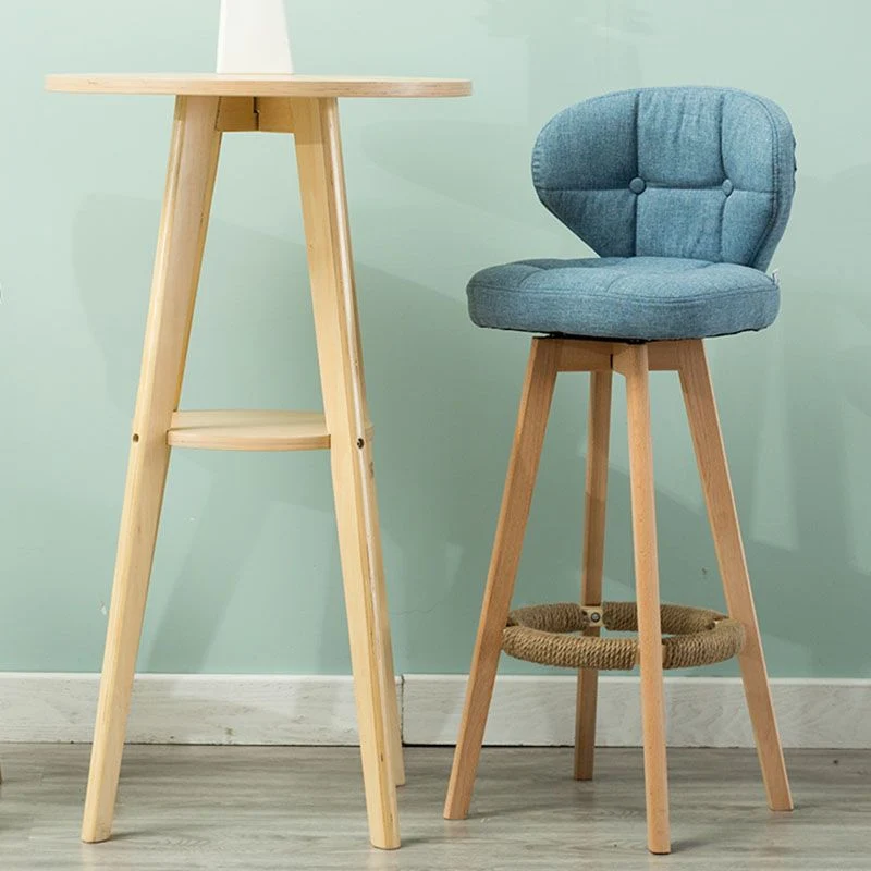 Houten barkruk Scandinavische stijl met vierkante zitting en tegenkruk voor keukenbar Clearhalo