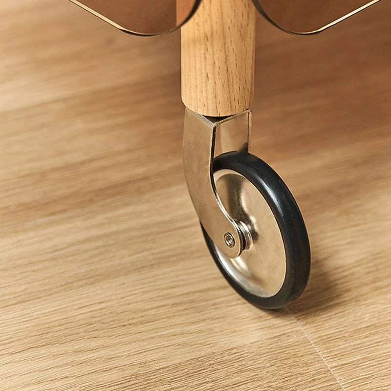 Houten bijzettafel met blad en bijzettafel met wielen brons Clearhalo