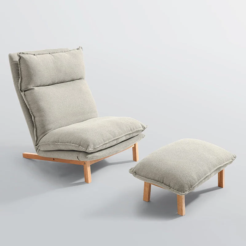 Houten frame duw-rug fauteuil stoelen Nordic handmatige standaard fauteuil met voetsteun Clearhalo