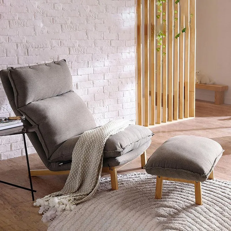 Houten frame duw-rug fauteuil stoelen Nordic handmatige standaard fauteuil met voetsteun Clearhalo