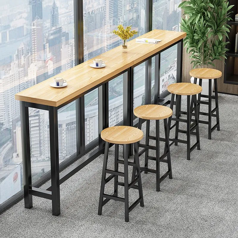 Houten tegenkruk eigentijdse stijl, barkruk zonder rug en metalen poten Clearhalo
