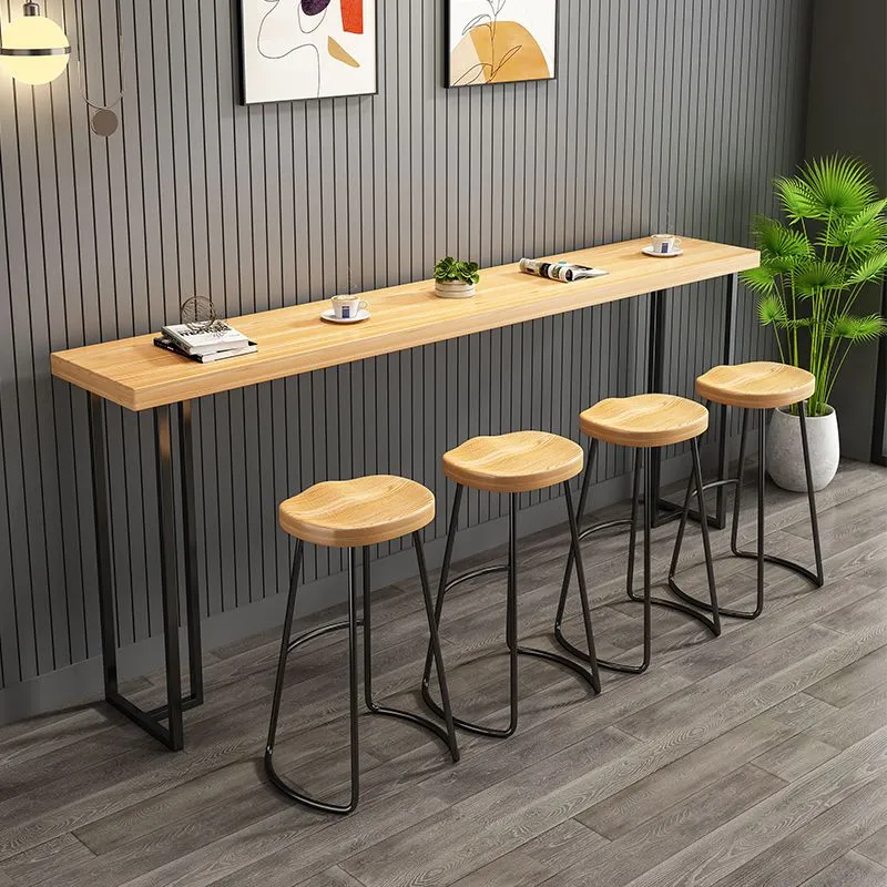 Houten tegenkruk eigentijdse stijl, barkruk zonder rug en metalen poten Clearhalo