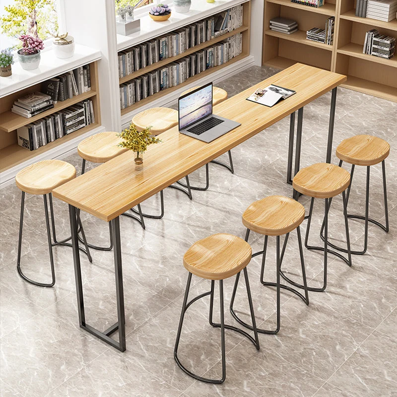 Houten tegenkruk eigentijdse stijl, barkruk zonder rug en metalen poten Clearhalo