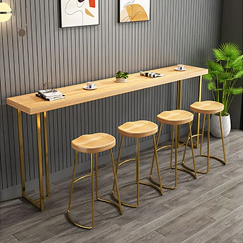 Houten tegenkruk eigentijdse stijl, barkruk zonder rug en metalen poten Clearhalo