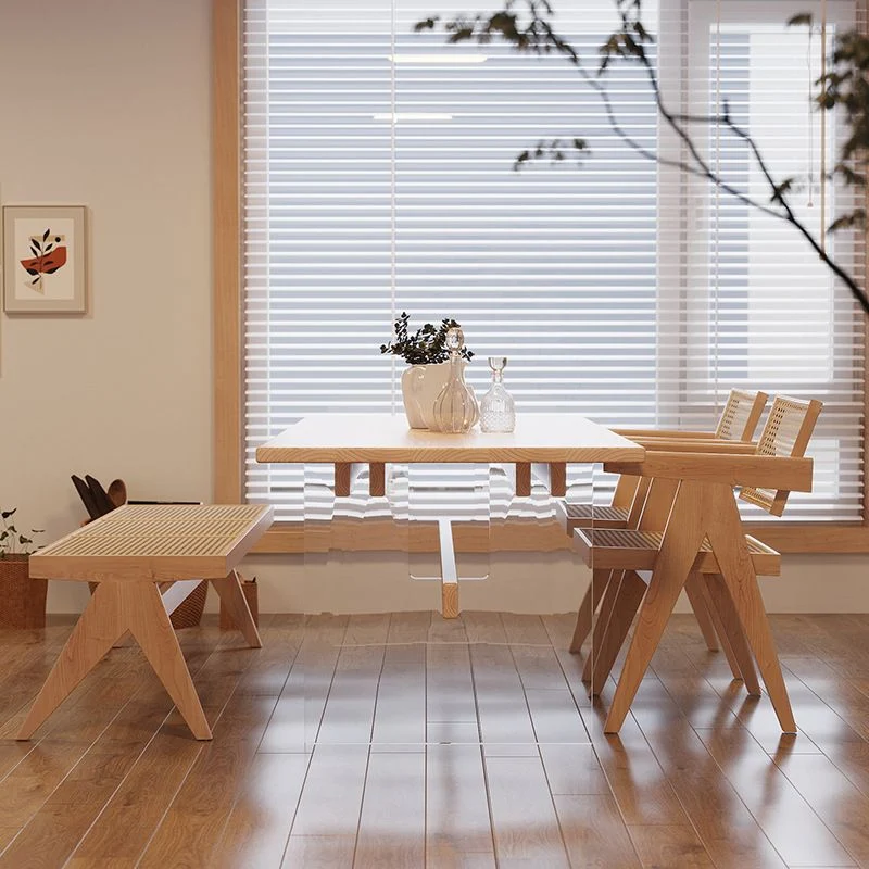 Houten zij-eetkamerstoel Traditionele eetkamerstoel met open rug naturel Clearhalo