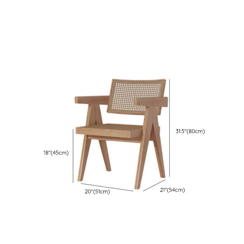 Houten zij-eetkamerstoel Traditionele eetkamerstoel met open rug naturel Clearhalo
