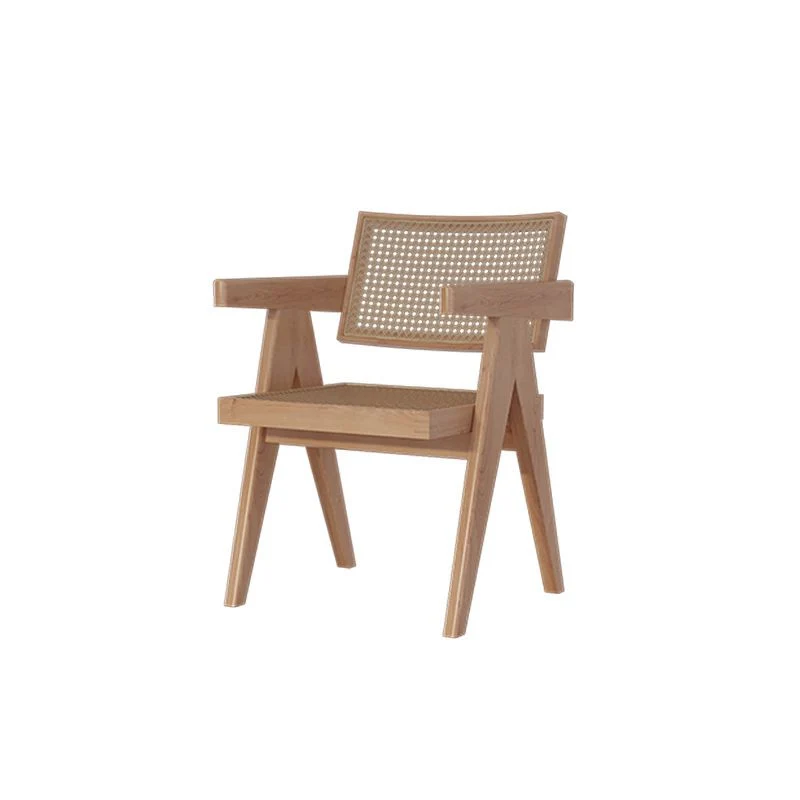 Houten zij-eetkamerstoel Traditionele eetkamerstoel met open rug naturel Clearhalo