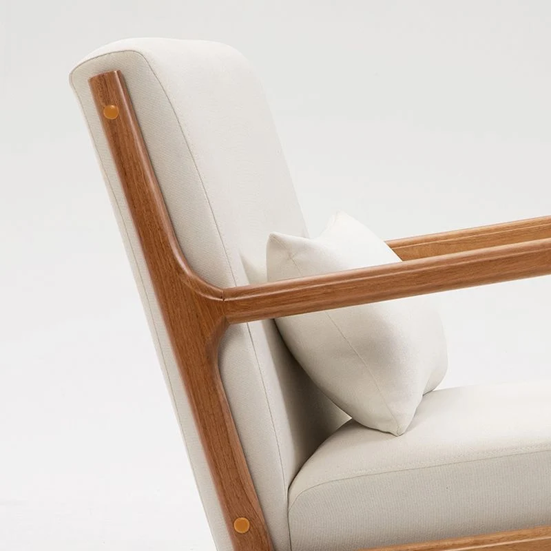31 inch L x 29,5 inch B x 14 inch H Fauteuil Massief hout Beklede Accentstoel grijs/blauw/beige Clearhalo