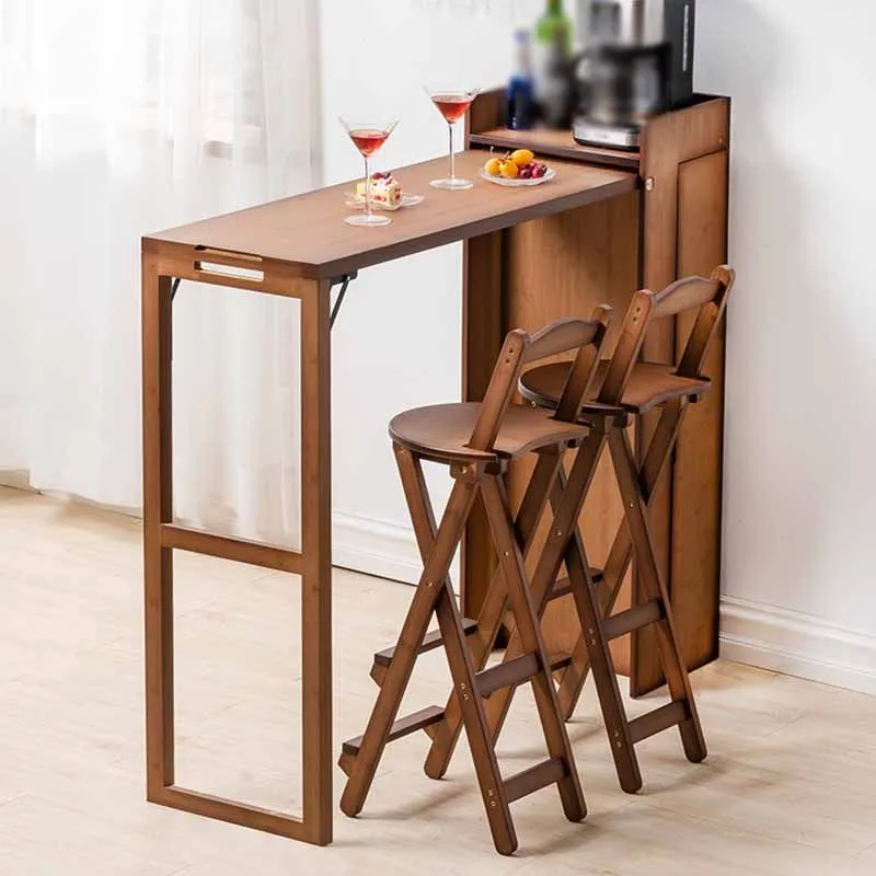 Indoor Minimalisme Barkruk Armloze houten rugleuning Opvouwbare tegenkruk Clearhalo