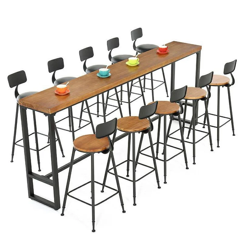 Industrial Backrest Bar Stools Metal Barstool Metal Legs Clearhalo