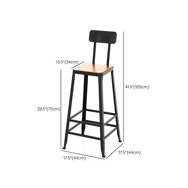 Industrial Backrest Bar Stools Metal Barstool Metal Legs Clearhalo