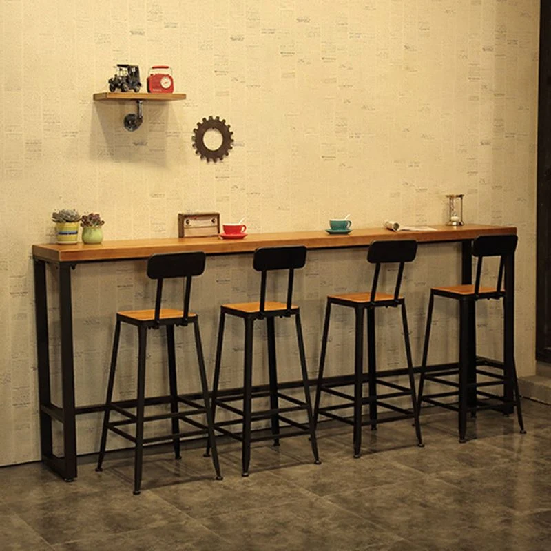 Industrial Backrest Bar Stools Metal Barstool Metal Legs Clearhalo