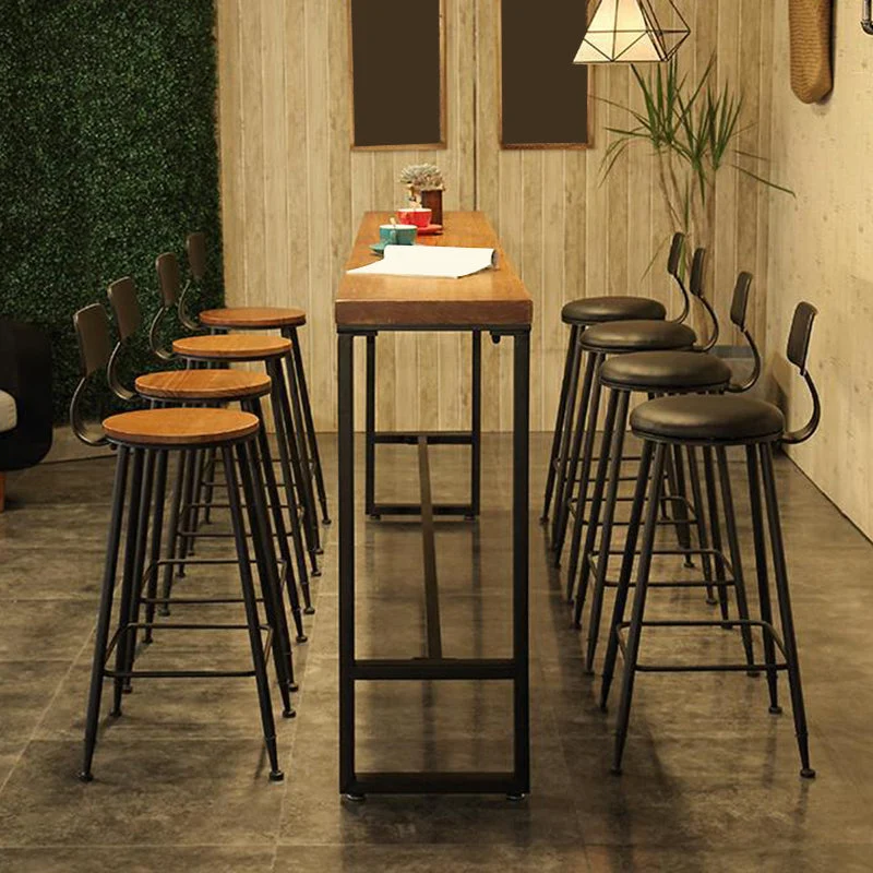 Industrial Backrest Bar Stools Metal Barstool Metal Legs Clearhalo