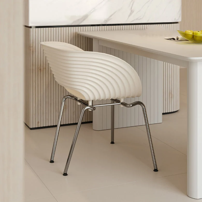 Industrial Plastic Arm Chair Metal Base Indoor Dining Chair Home Clearhalo