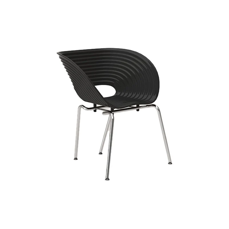 Industrial Plastic Arm Chair Metal Base Indoor Dining Chair Home Clearhalo