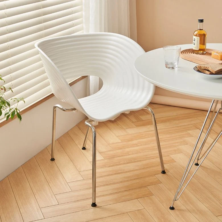 Industrial Plastic Arm Chair Metal Base Indoor Dining Chair Home Clearhalo