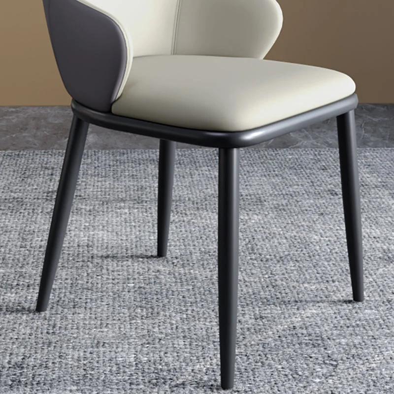 Industrieel ontwerp Arm eetkamerstoelen met massieve rugleuning Leren eetkamerstoelen voor de keuken Clearhalo