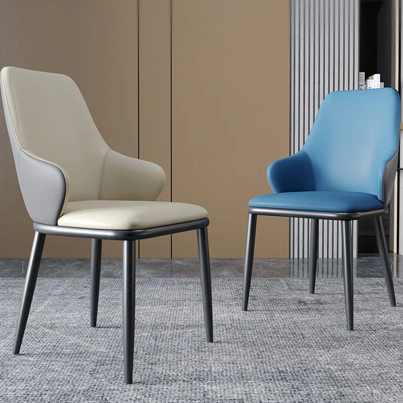 Industrieel ontwerp Arm eetkamerstoelen met massieve rugleuning Leren eetkamerstoelen voor de keuken Clearhalo