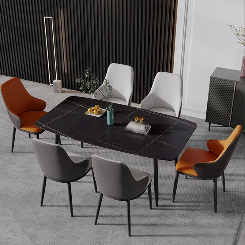 Industrieel ontwerp Arm eetkamerstoelen met massieve rugleuning Leren eetkamerstoelen voor de keuken Clearhalo