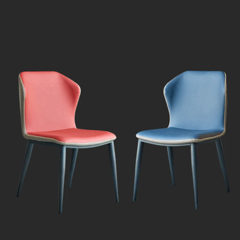Industrieel ontwerp Armloze stoelen met rugleuning, Eetkamerstoelen van kunstleer Clearhalo