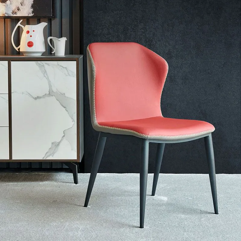 Industrieel ontwerp Armloze stoelen met rugleuning, Eetkamerstoelen van kunstleer Clearhalo