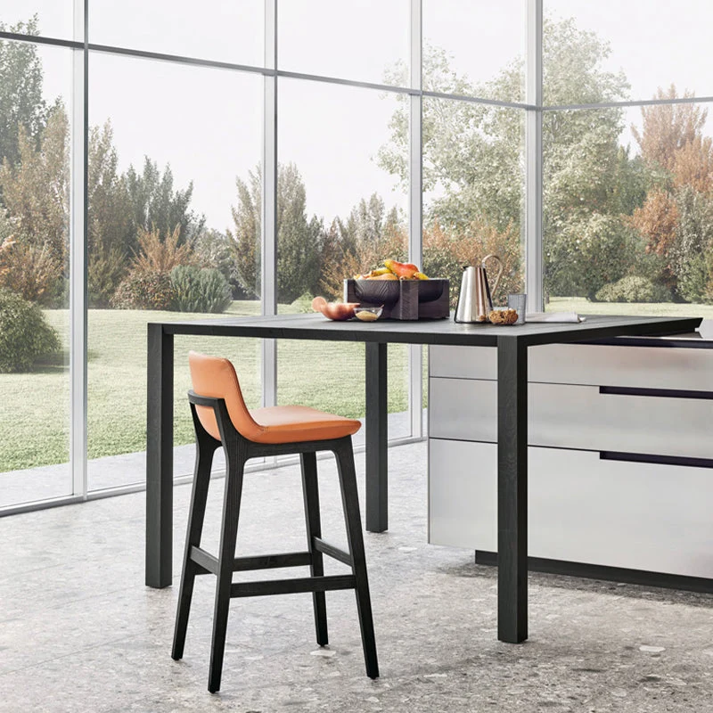 Industriële barkrukken van kunstleer, massieve rugleuningen voor binnen met houten frame Clearhalo